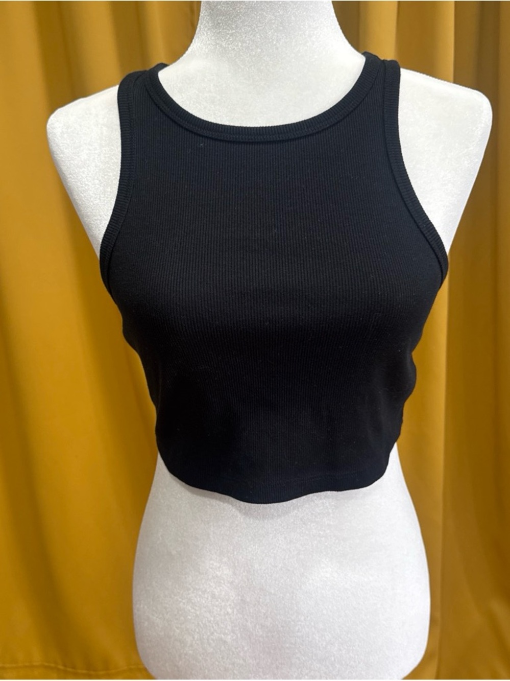 wild fable Black Ribbed Cropped Tank Top